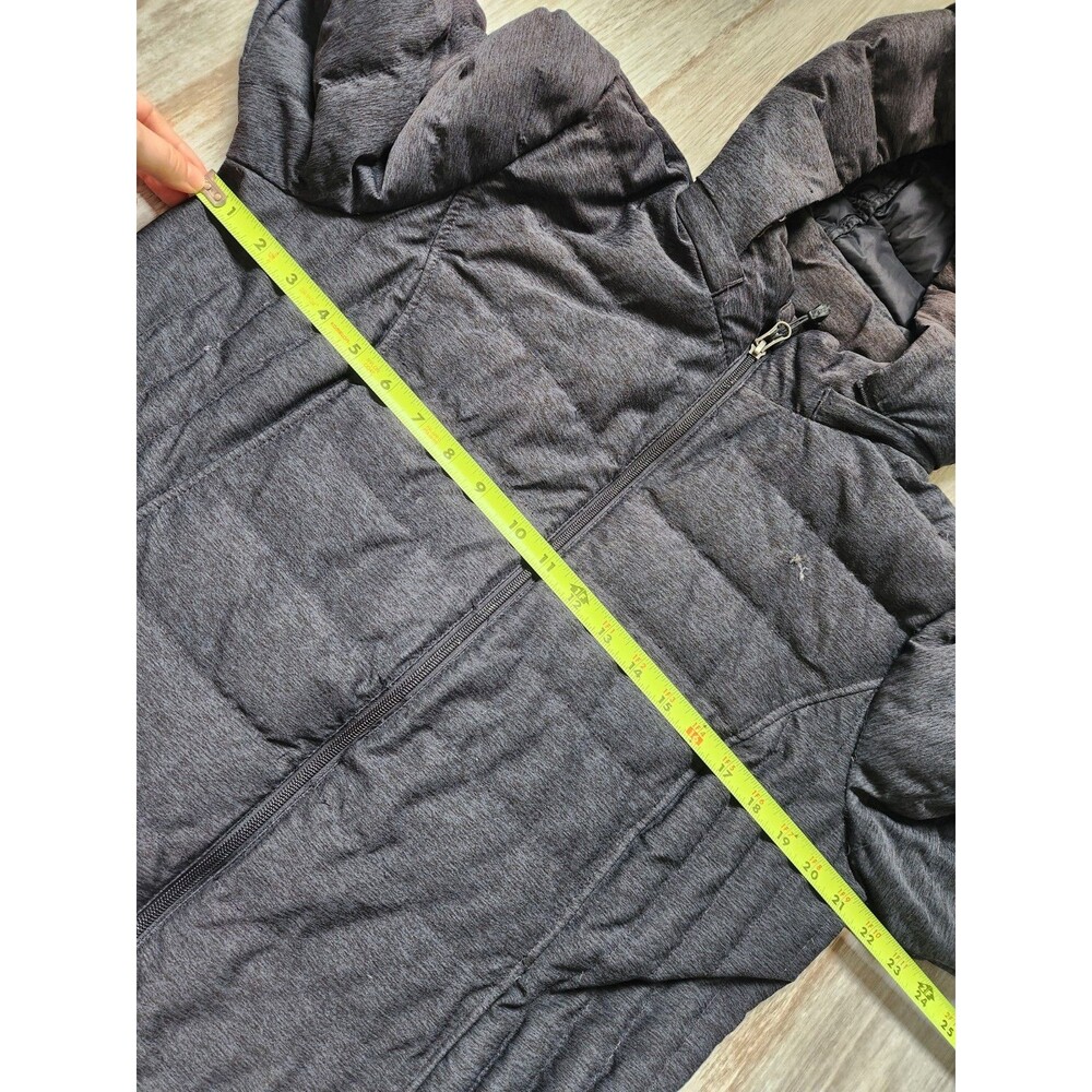 HeatKeep Down Puffer Jacket XL Gray Quilted Insulated Removable Hood Winter GUC - Picture 9 of 11